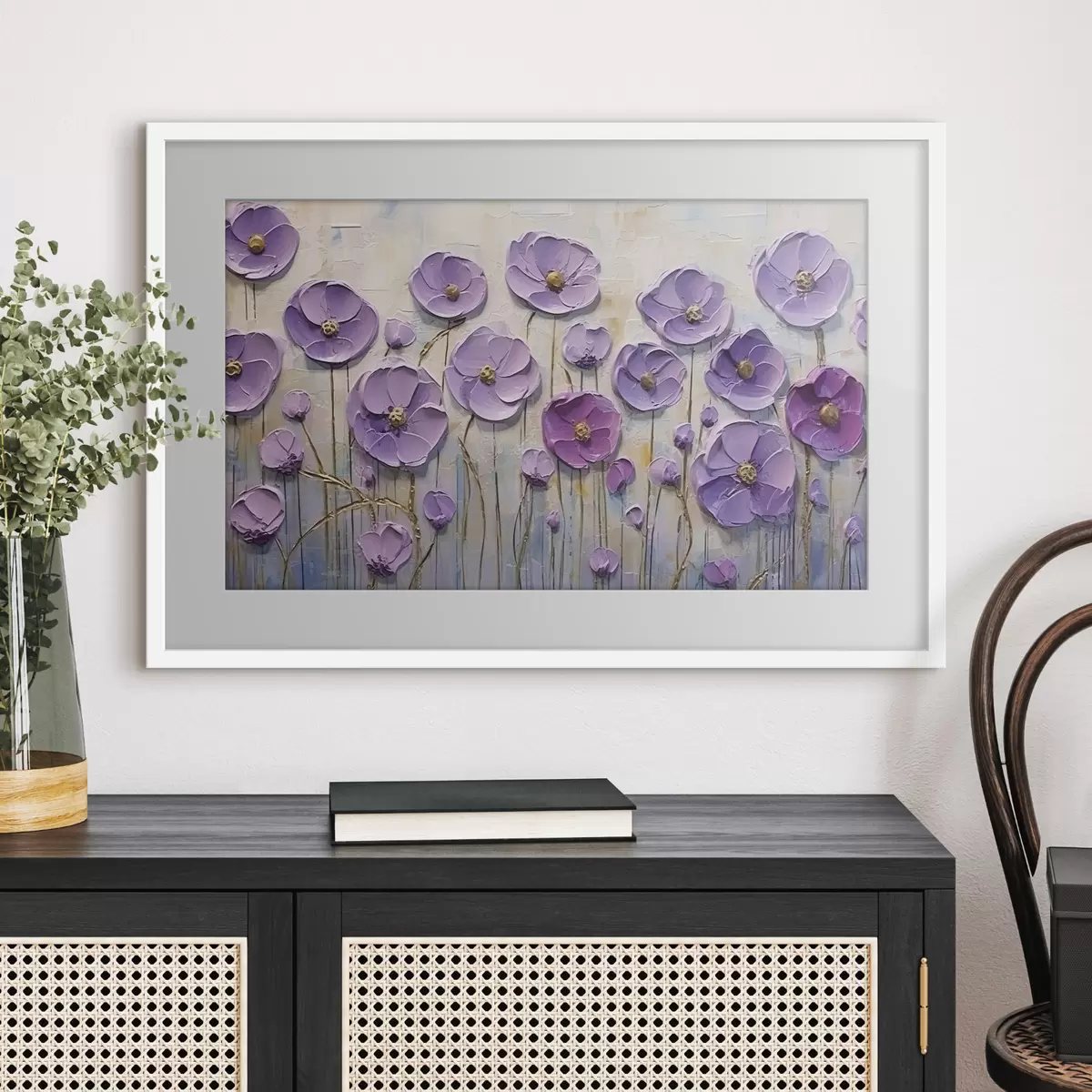 Poster Pittura a olio di fiori primaverili su tela f34856