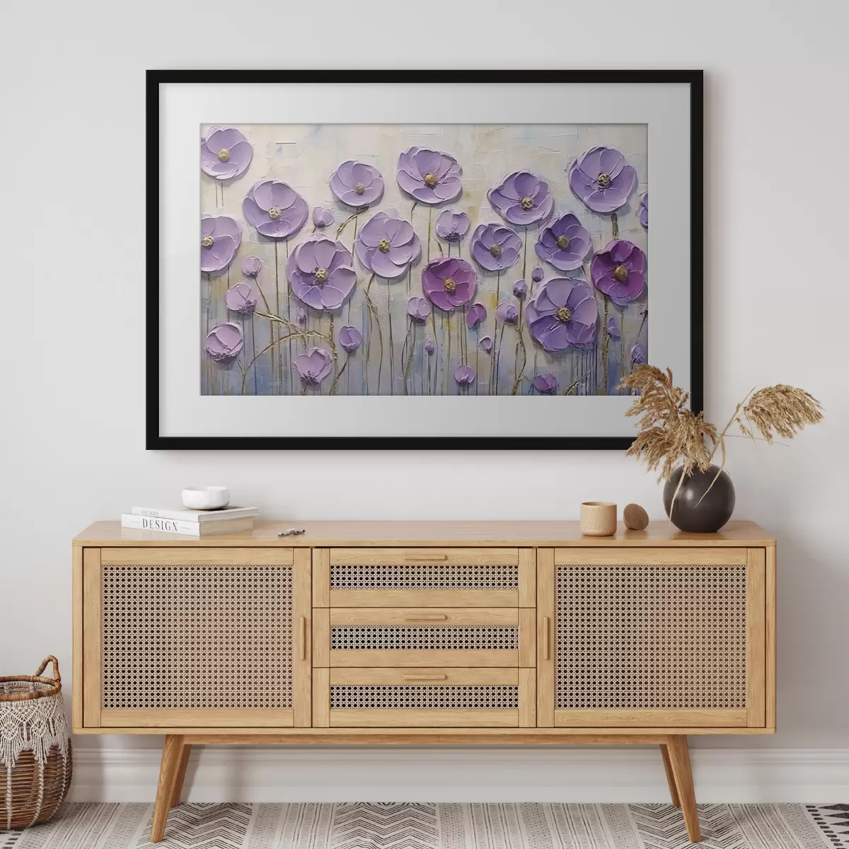 Poster Pittura a olio di fiori primaverili su tela f34856