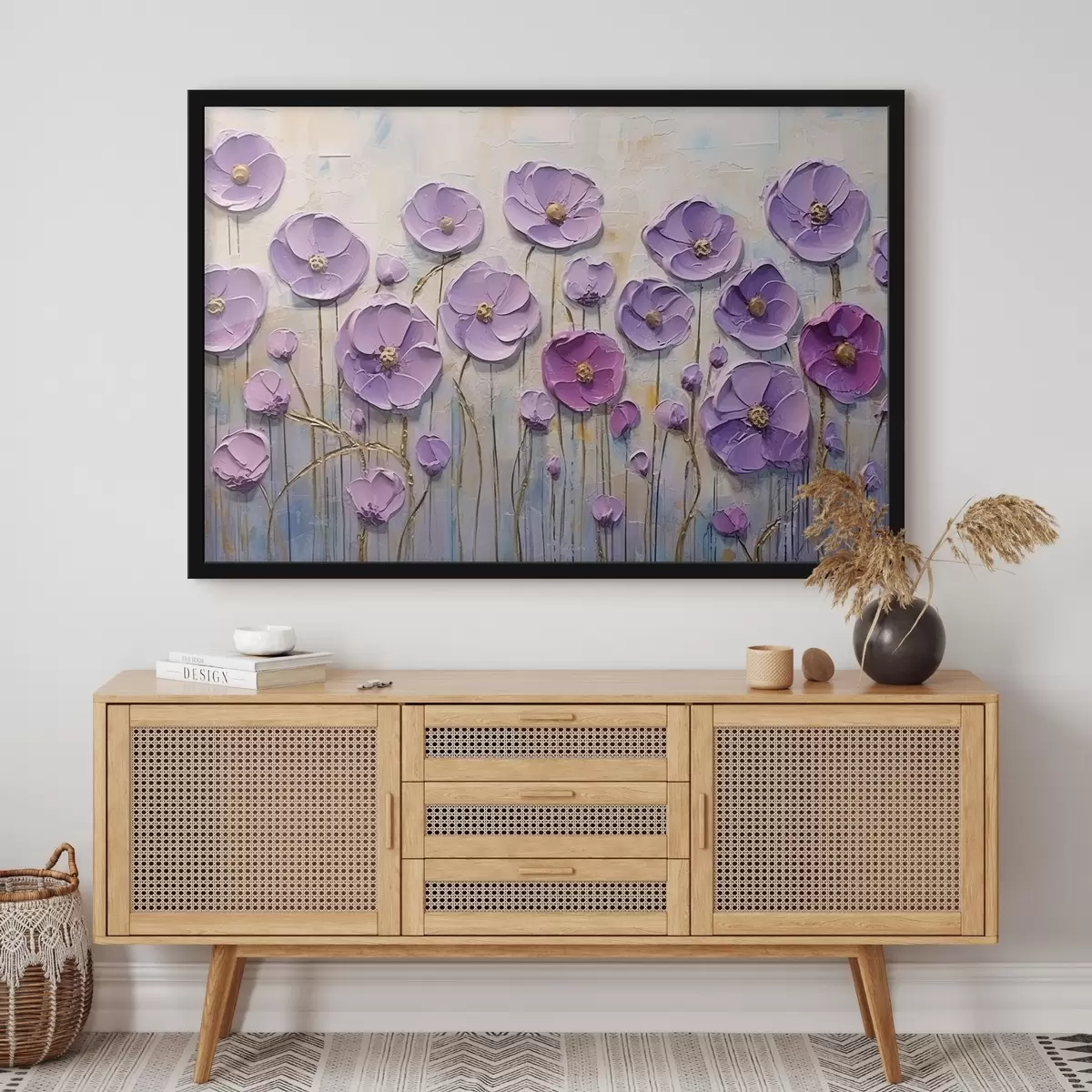 Poster Pittura a olio di fiori primaverili su tela f34856