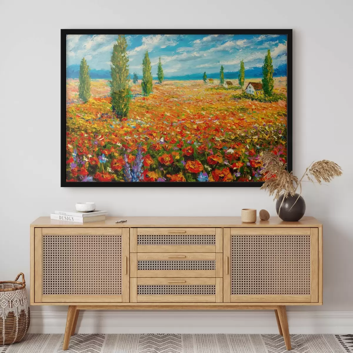 Poster Fiori vivaci sotto un cielo blu f34956