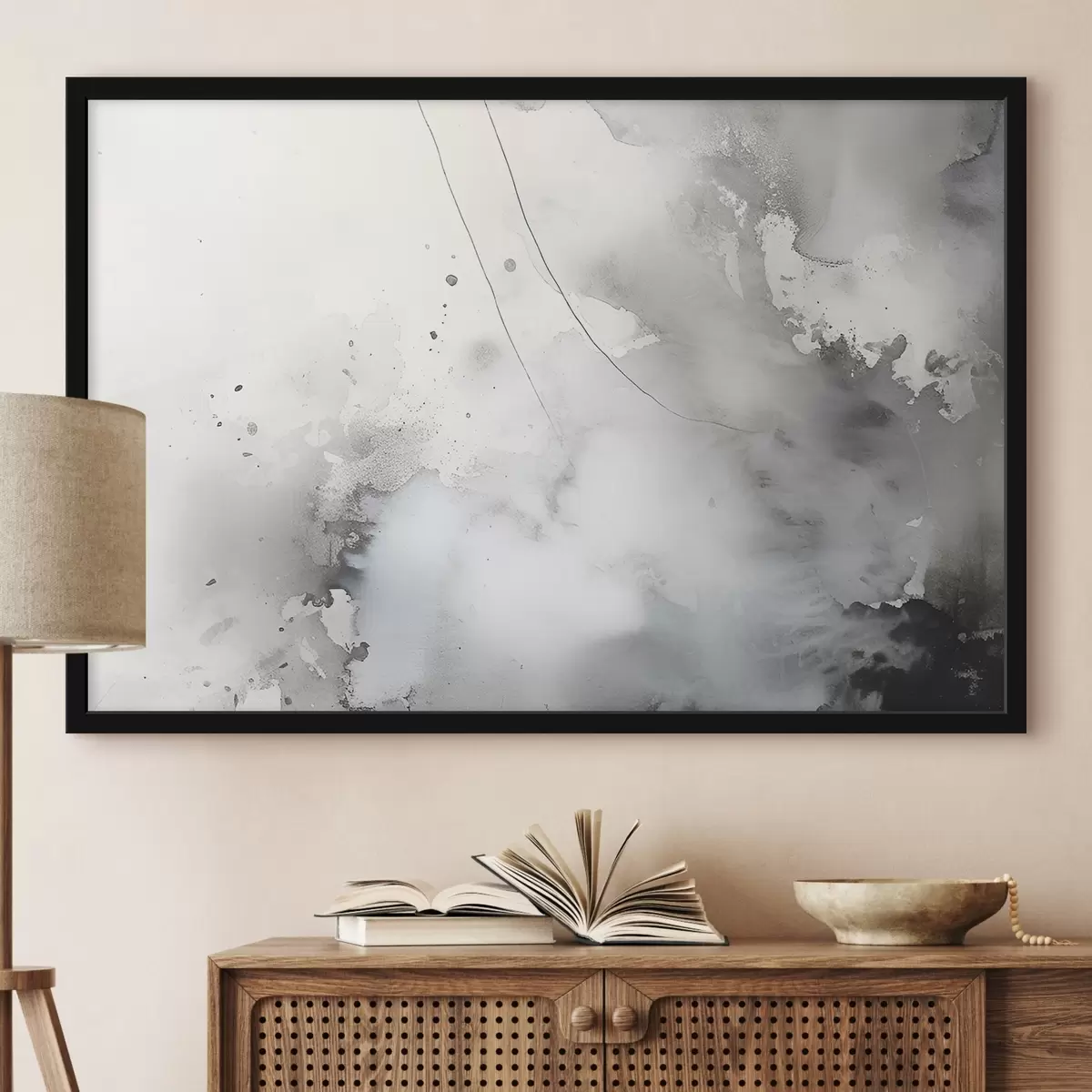 Poster Astrazione grigia con pennellate di colore f35310