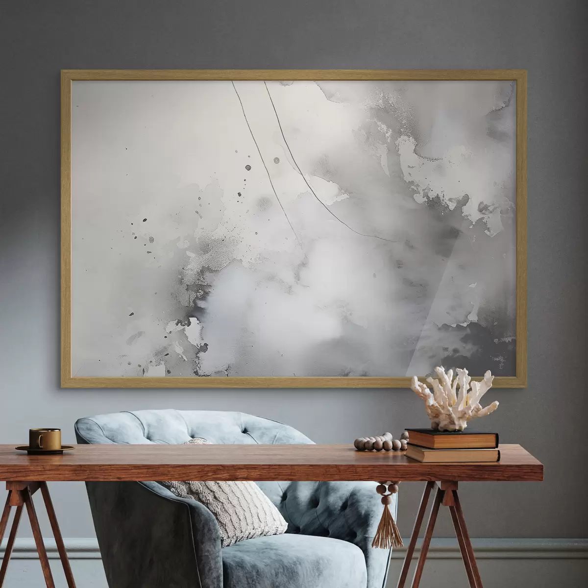 Poster Astrazione grigia con pennellate di colore f35310