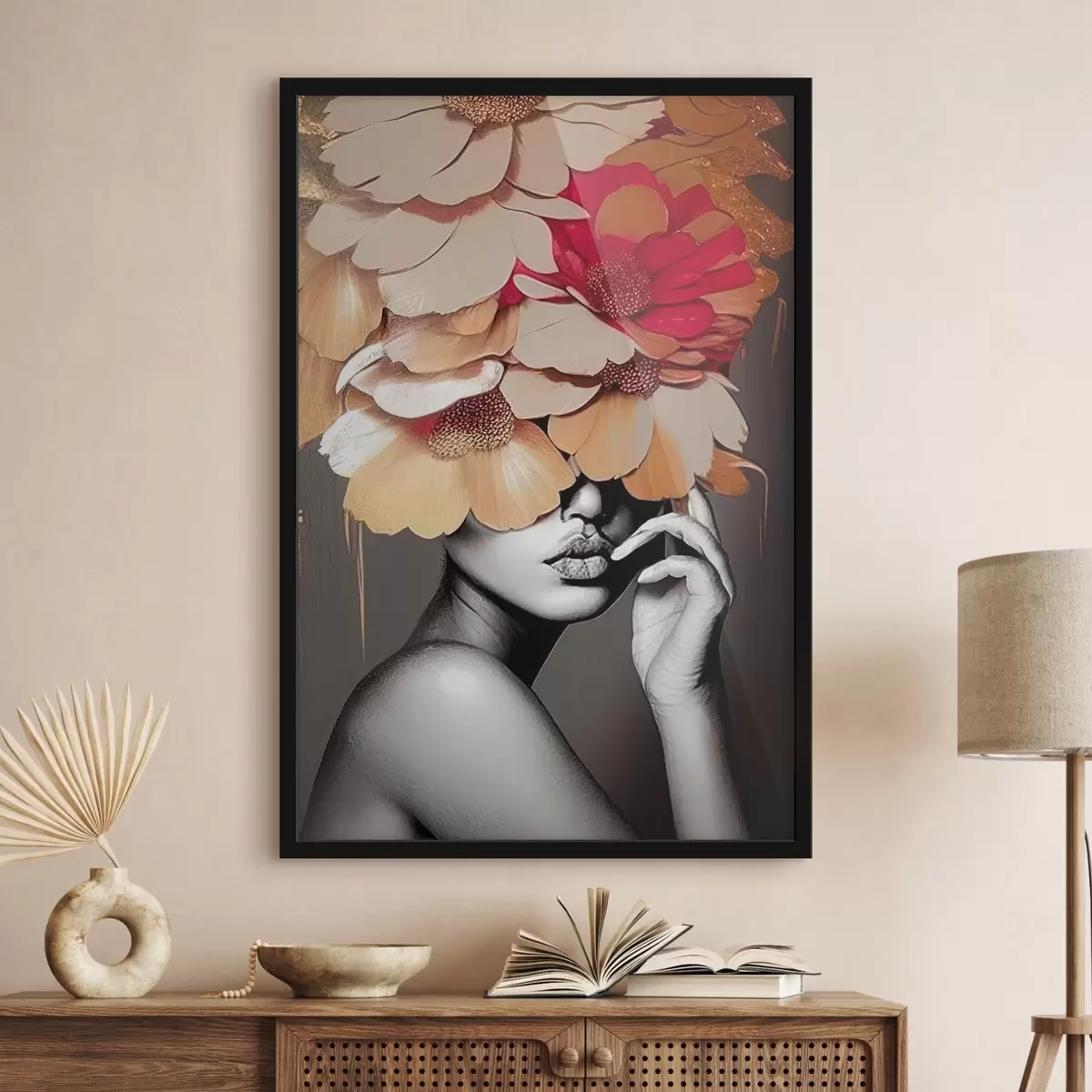 Poster Donna con fiori in testa f35442