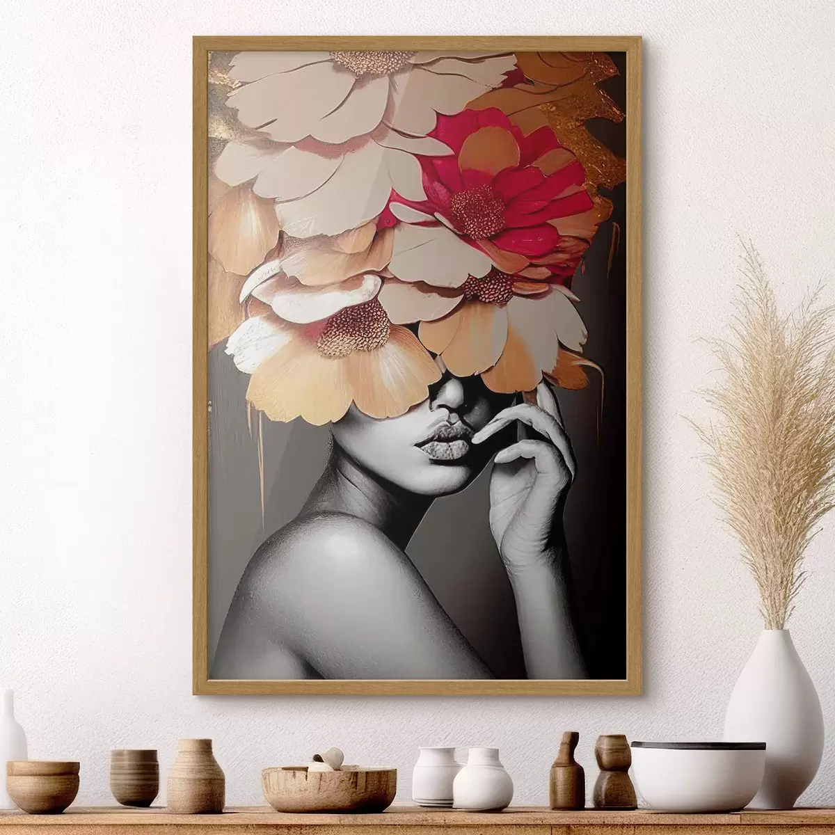 Poster Donna con fiori in testa f35442
