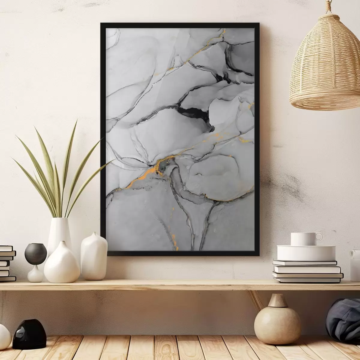 Poster Marmo grigio con oro f35858