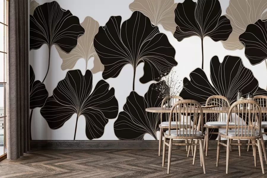 carta da parati Contorni stilizzati delle foglie nr. w02525v2