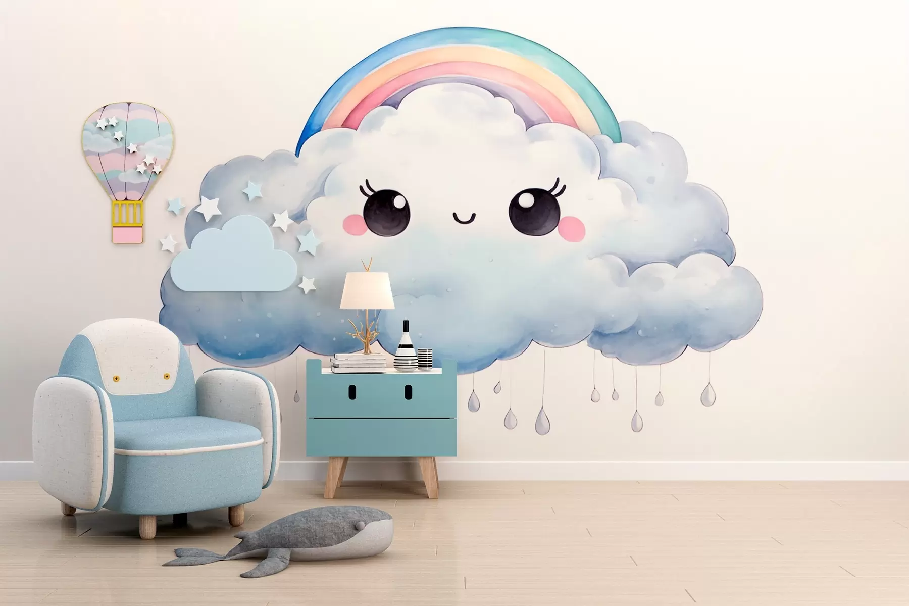 Carta da parati per Bambini Nuvola con arcobaleno 