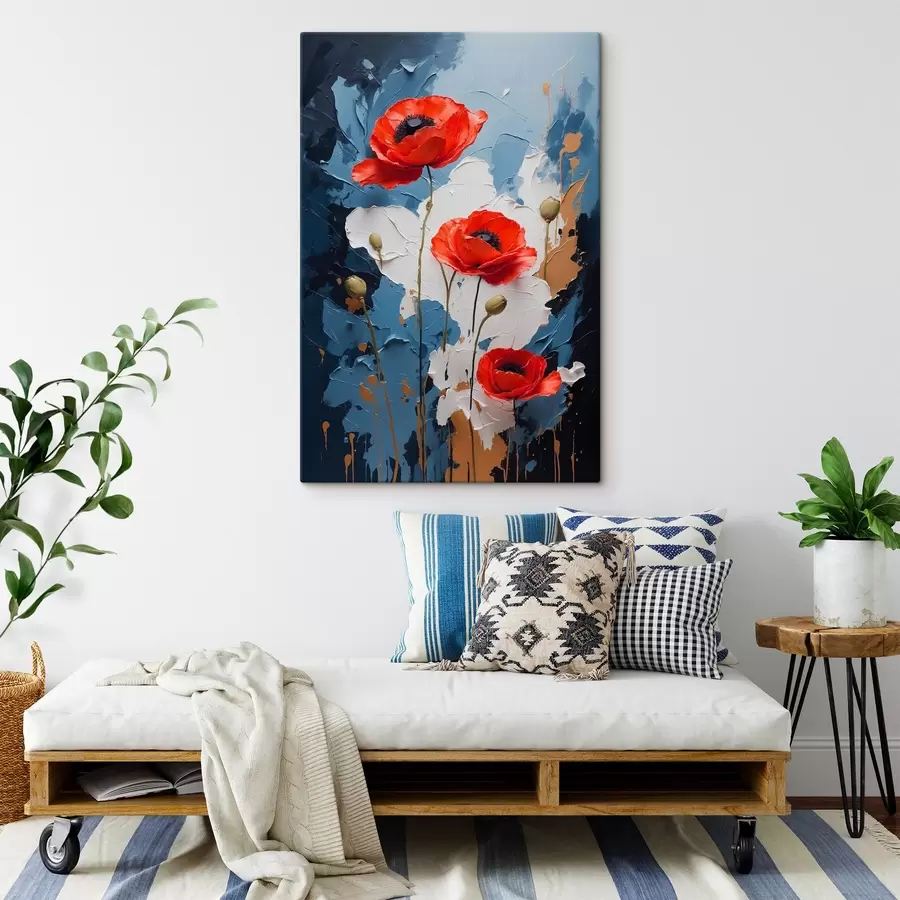 carta da parati Papaveri su sfondo astratto multicolore in stile pittura ad olio nr. s41765