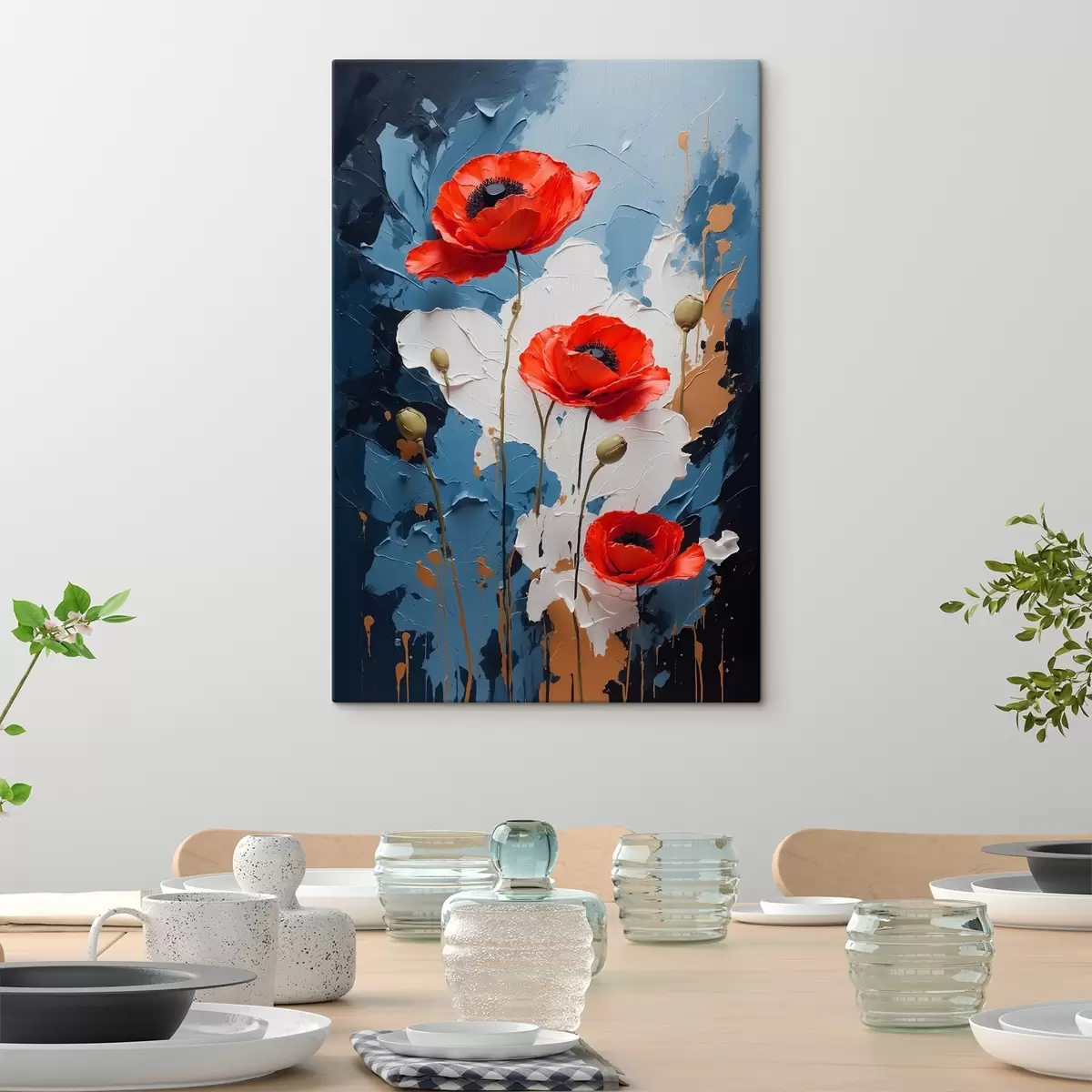 carta da parati Papaveri su sfondo astratto multicolore in stile pittura ad olio nr. s41765