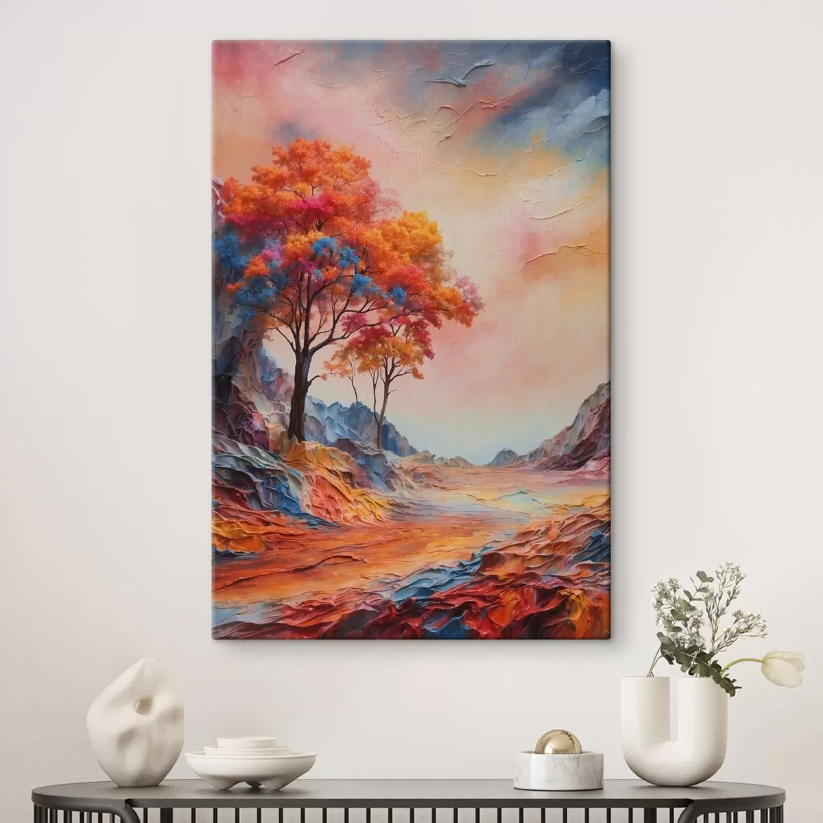 carta da parati Alberi e montagne astratte multicolori nr. s41772