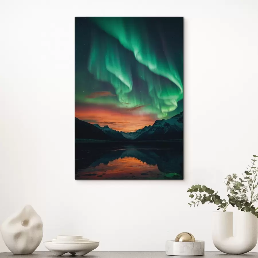 carta da parati L'aurora boreale sulle montagne nr. s41783