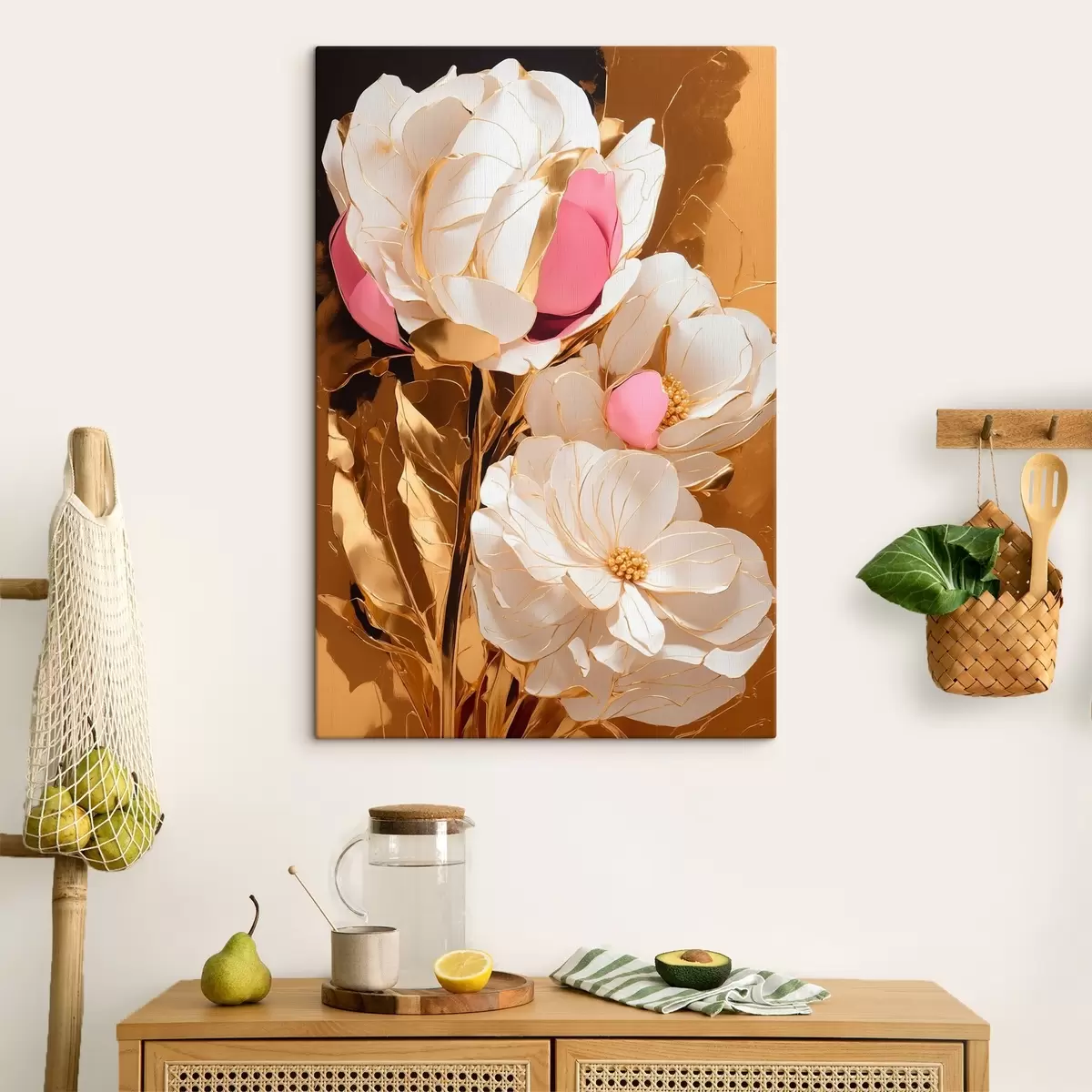 carta da parati Fiori su sfondo giallo nr. s42090