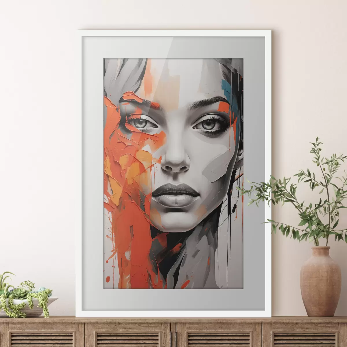 Poster Volto di ragazza in stile pittura ad olio f41764