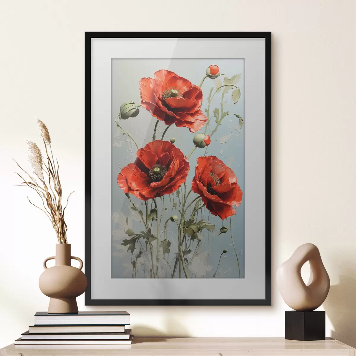 Poster Papaveri su sfondo blu f41773