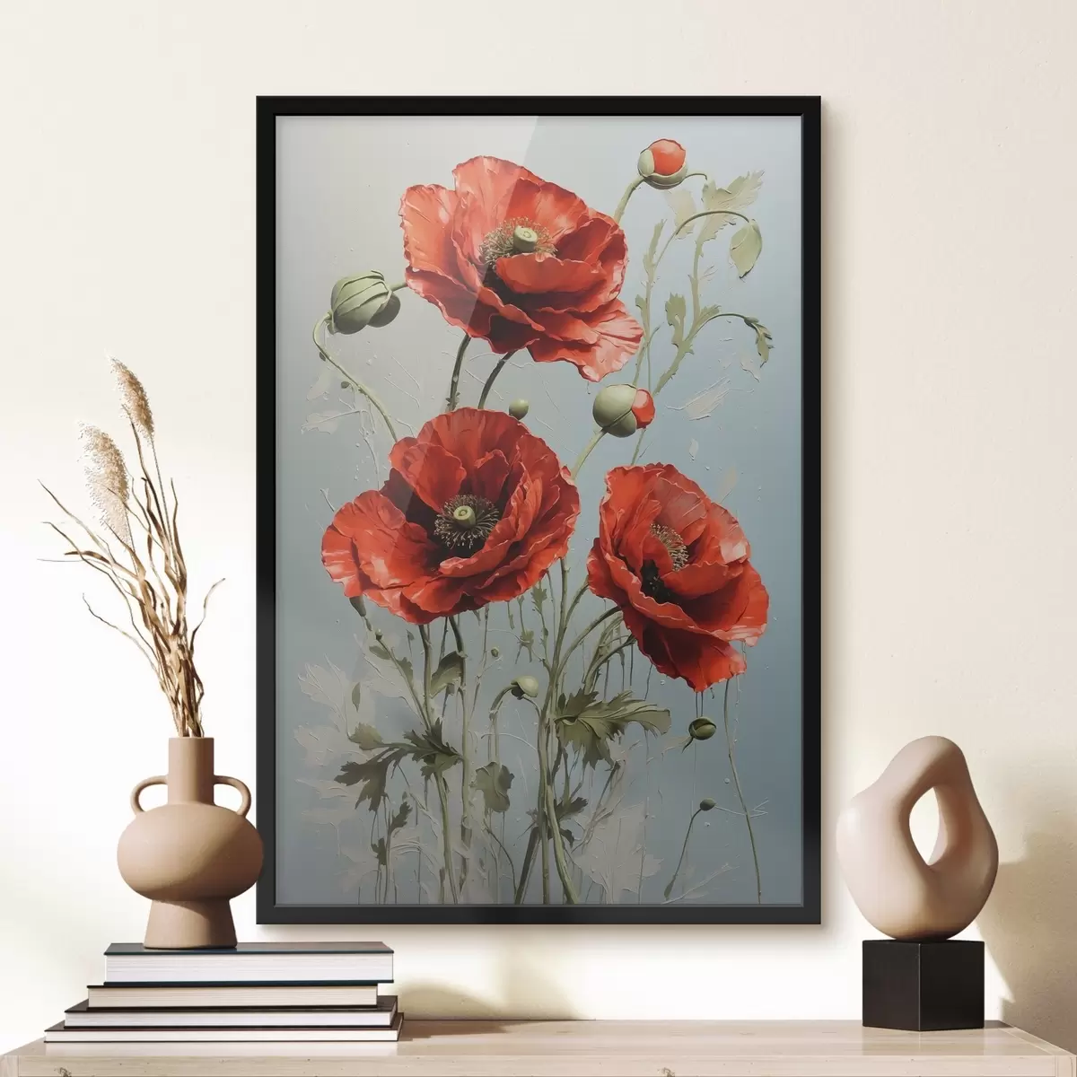 Poster Papaveri su sfondo blu f41773