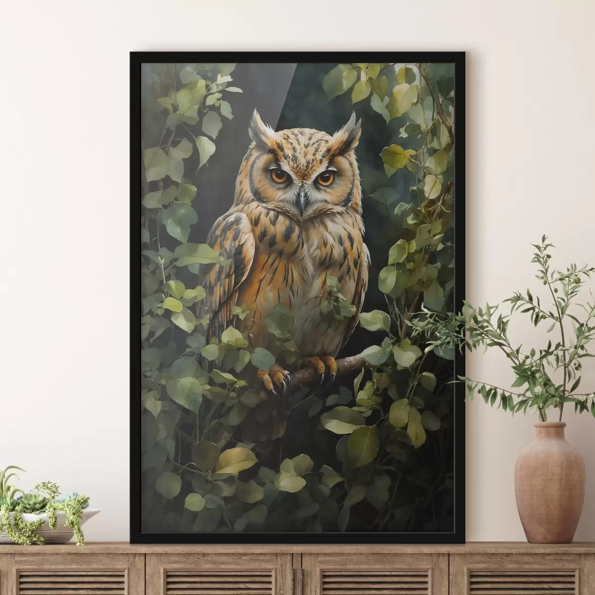 Poster Gufo su un ramo f41776