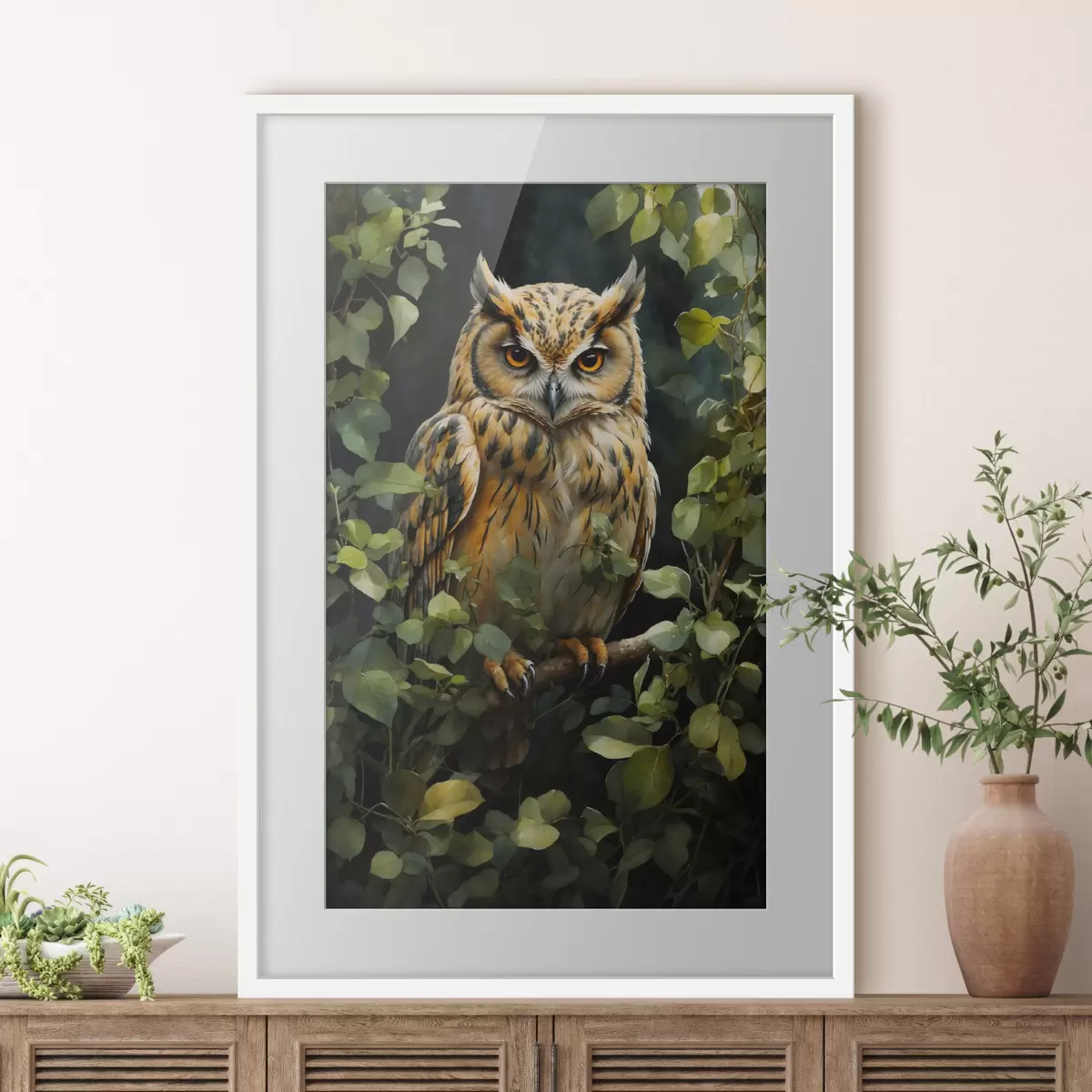 Poster Gufo su un ramo f41776