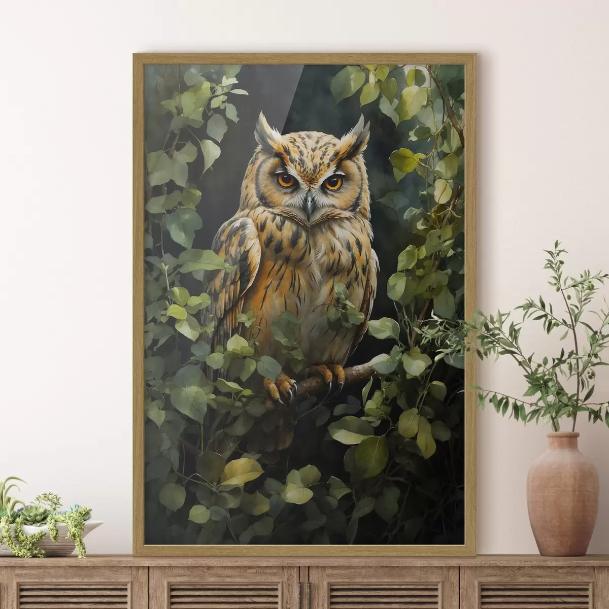 Poster Gufo su un ramo f41776