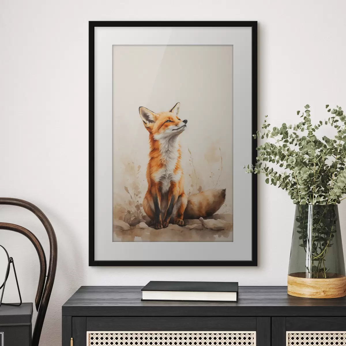 Poster Volpe su sfondo beige f41778