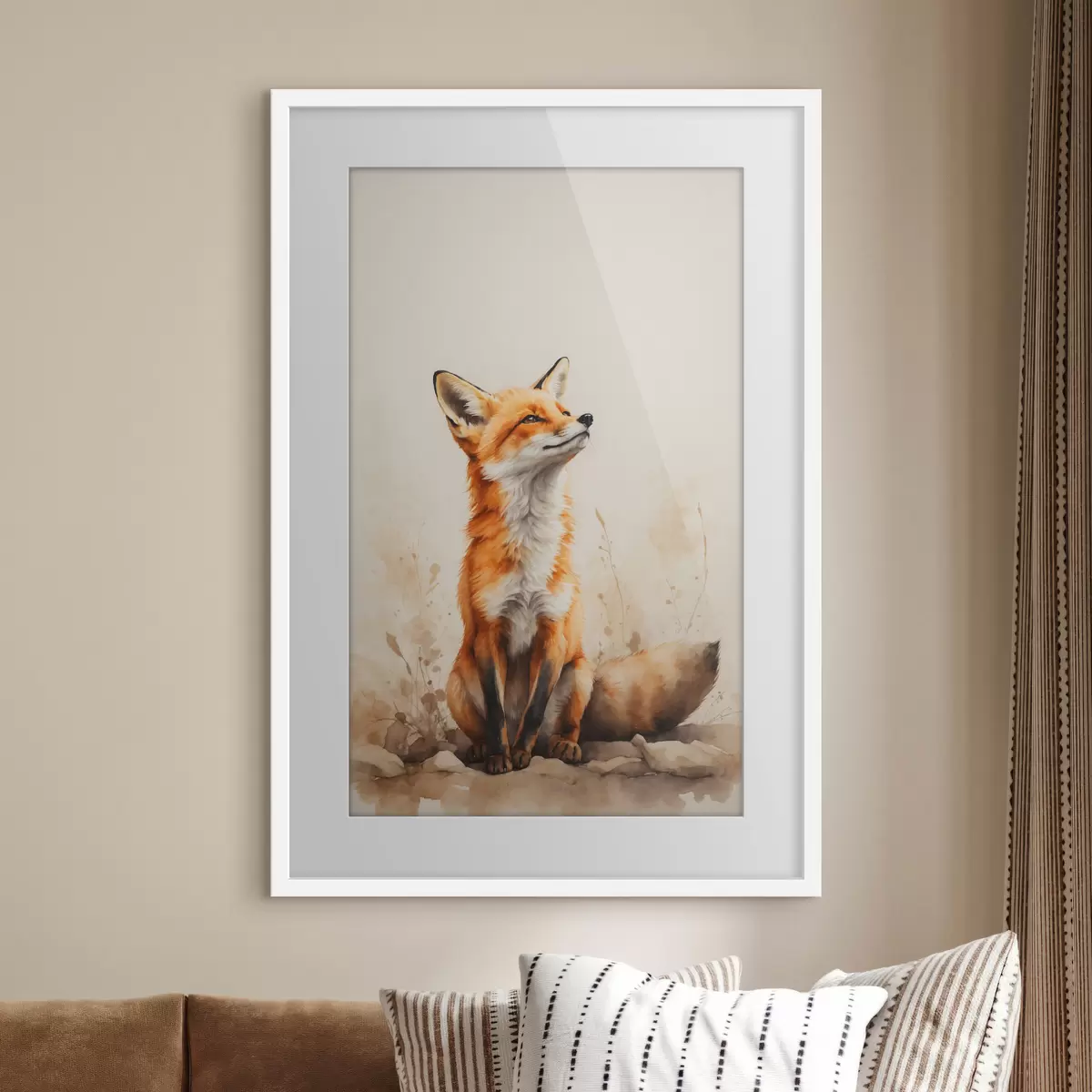 Poster Volpe su sfondo beige f41778