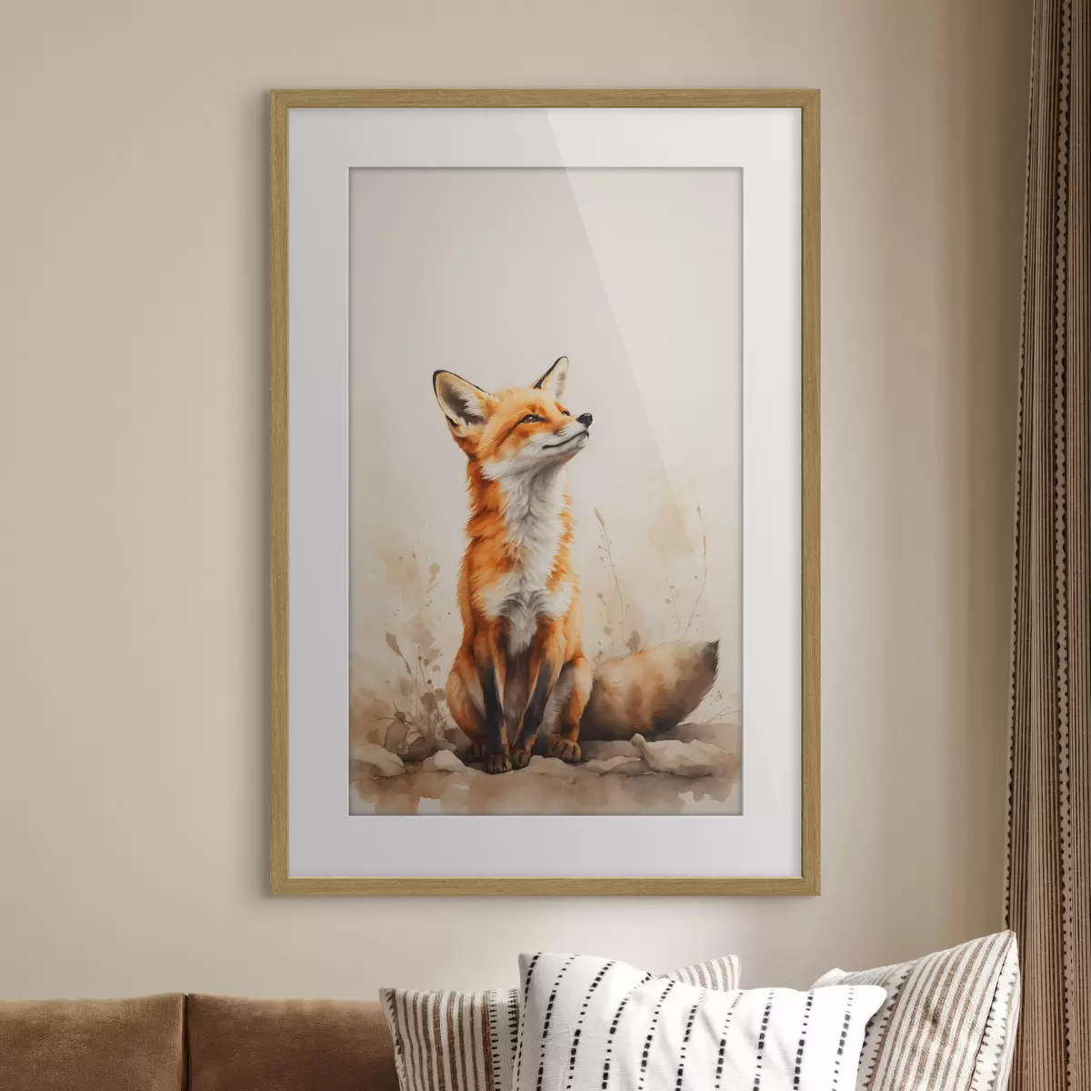 Poster Volpe su sfondo beige f41778