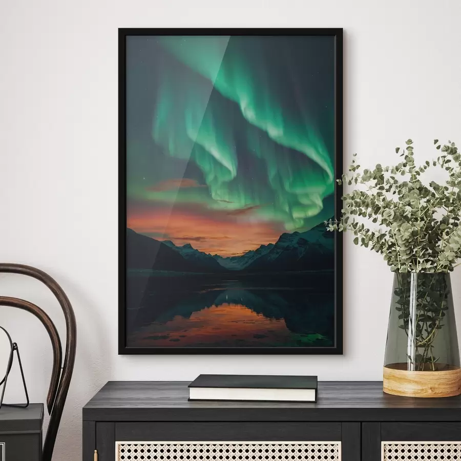 carta da parati L'aurora boreale sulle montagne nr. f41783