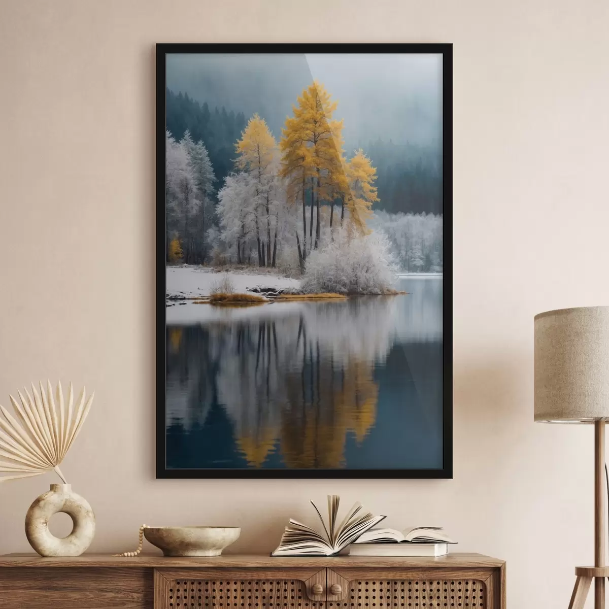Poster Foresta e lago d'inverno f41785
