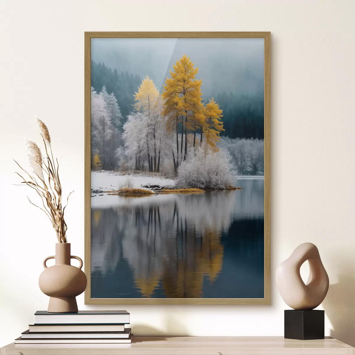 Poster Foresta e lago d'inverno f41785