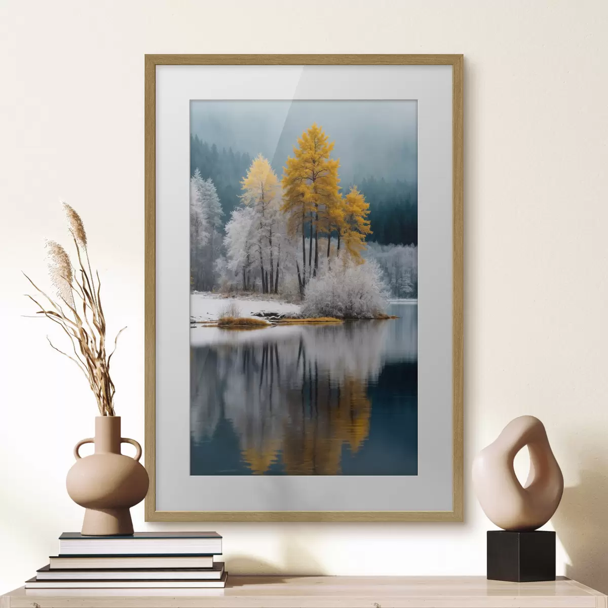 Poster Foresta e lago d'inverno f41785