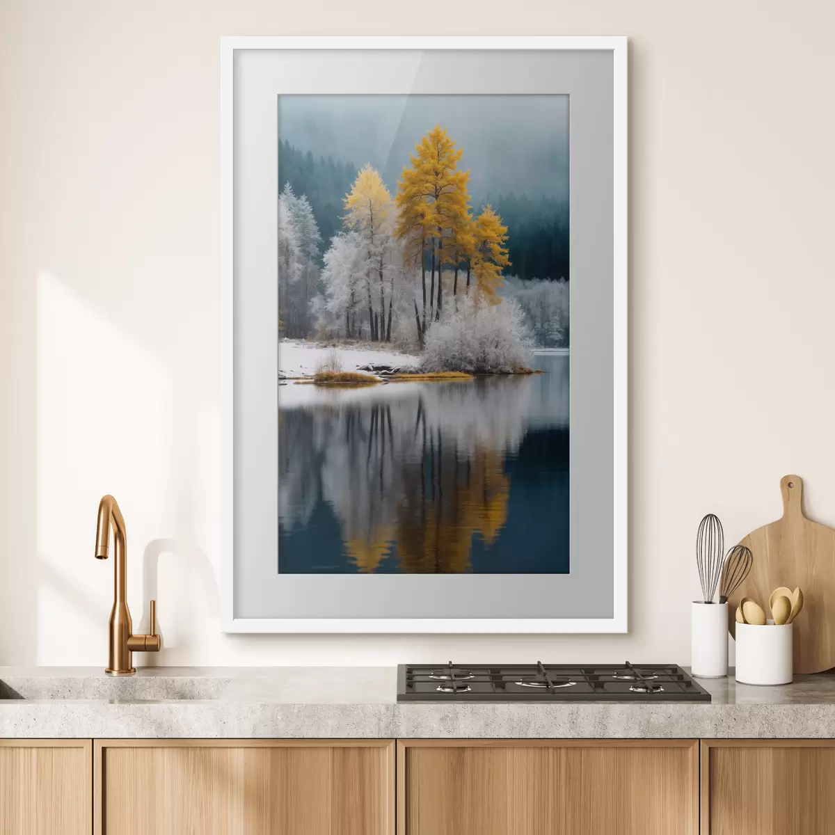 Poster Foresta e lago d'inverno f41785