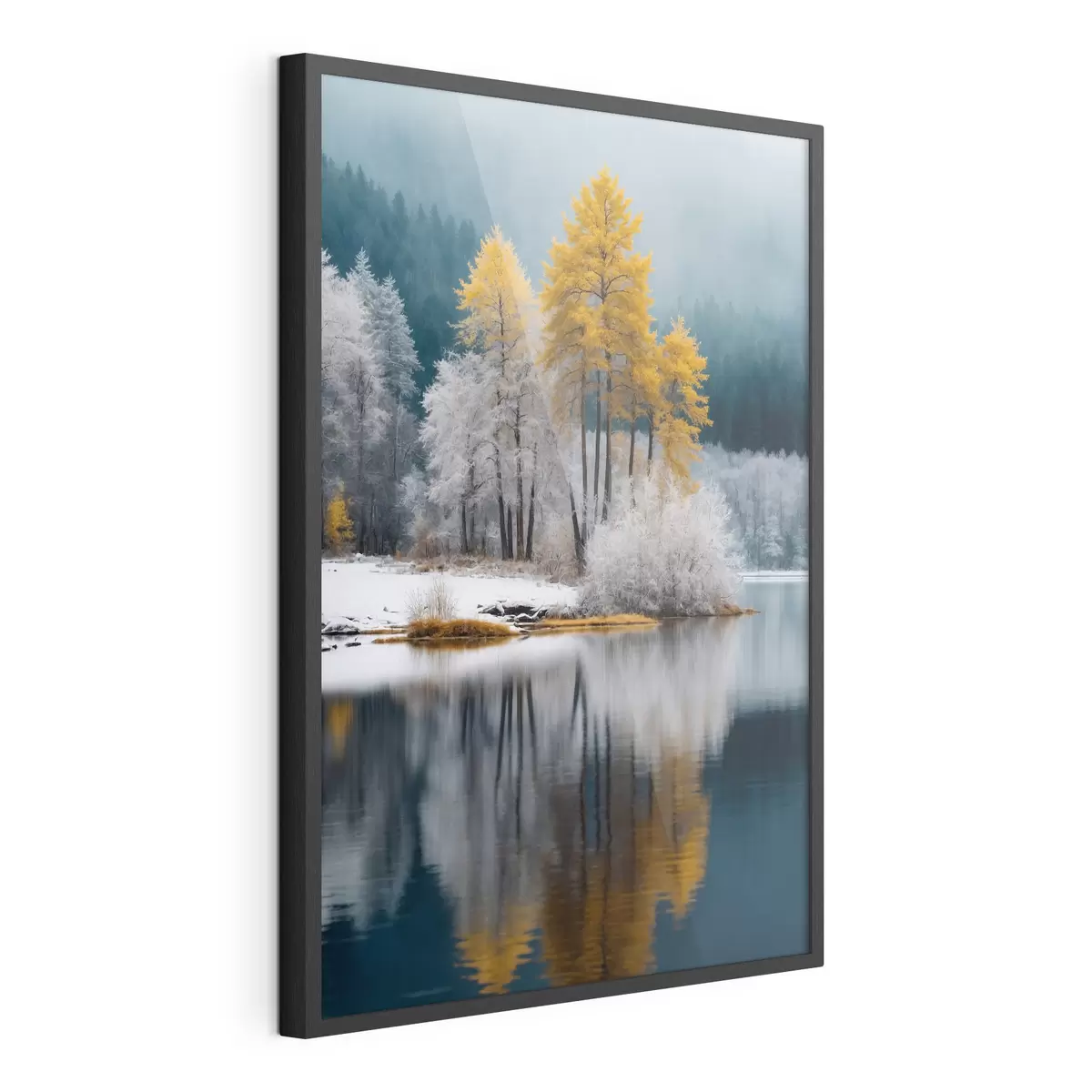 Poster Foresta e lago d'inverno f41785