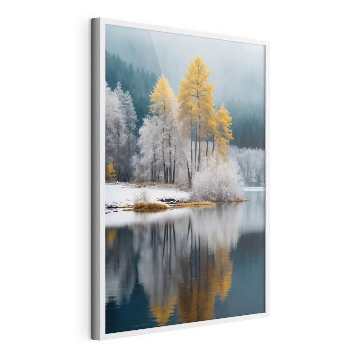 Poster Foresta e lago d'inverno f41785