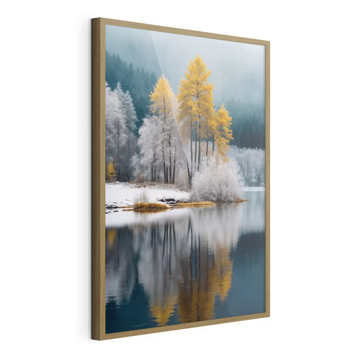 Poster Foresta e lago d'inverno f41785