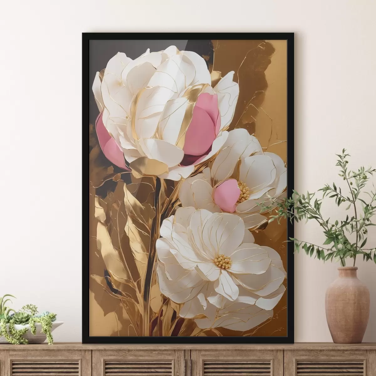 Poster Fiori su sfondo giallo f42090