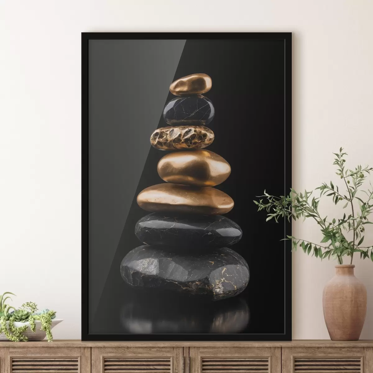 Poster Rocce nere e gialle su sfondo scuro f42094