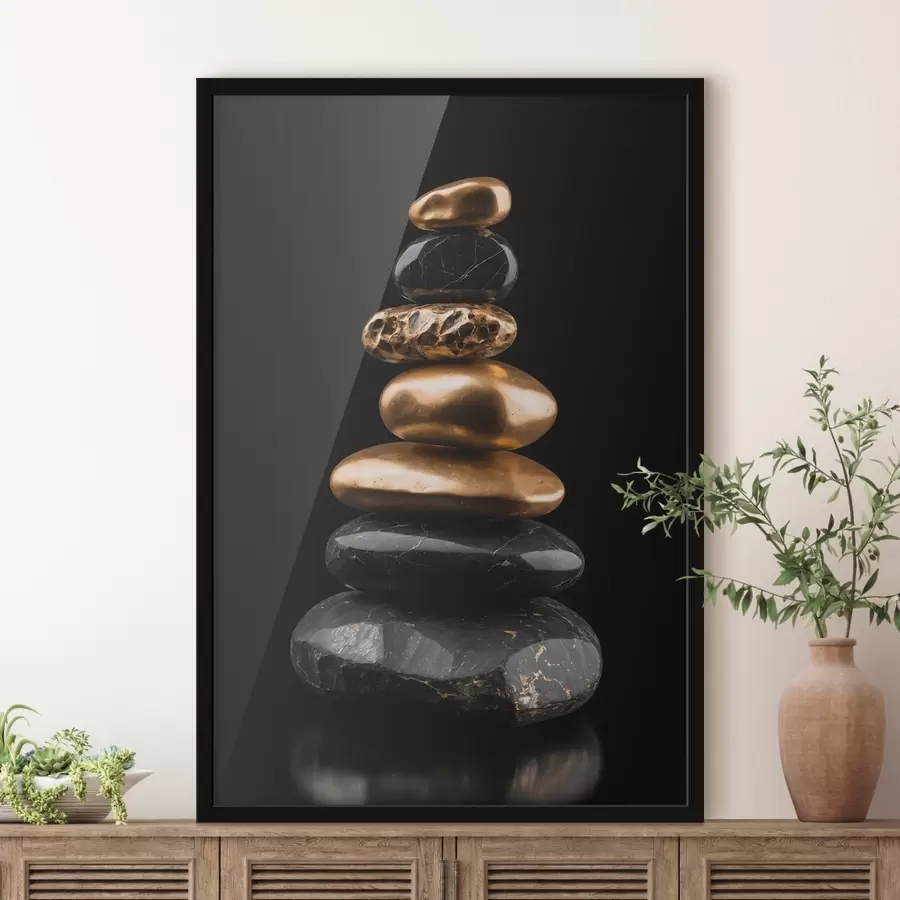 carta da parati Rocce nere e gialle su sfondo scuro nr. f42094