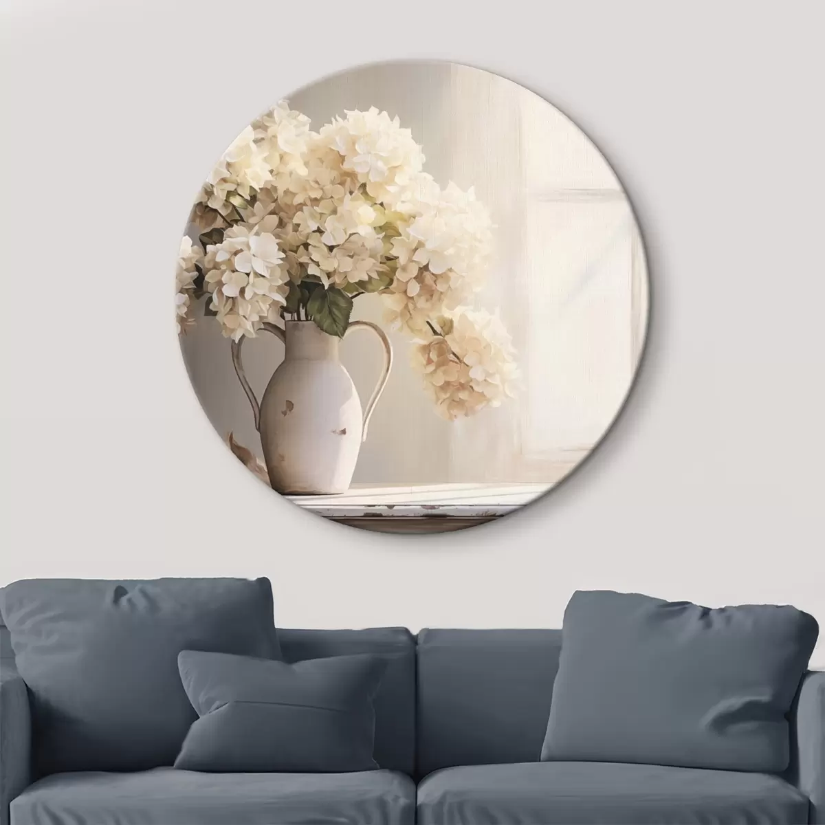 Quadri rotondi Vaso con fiori sul davanzale della finestra r41762