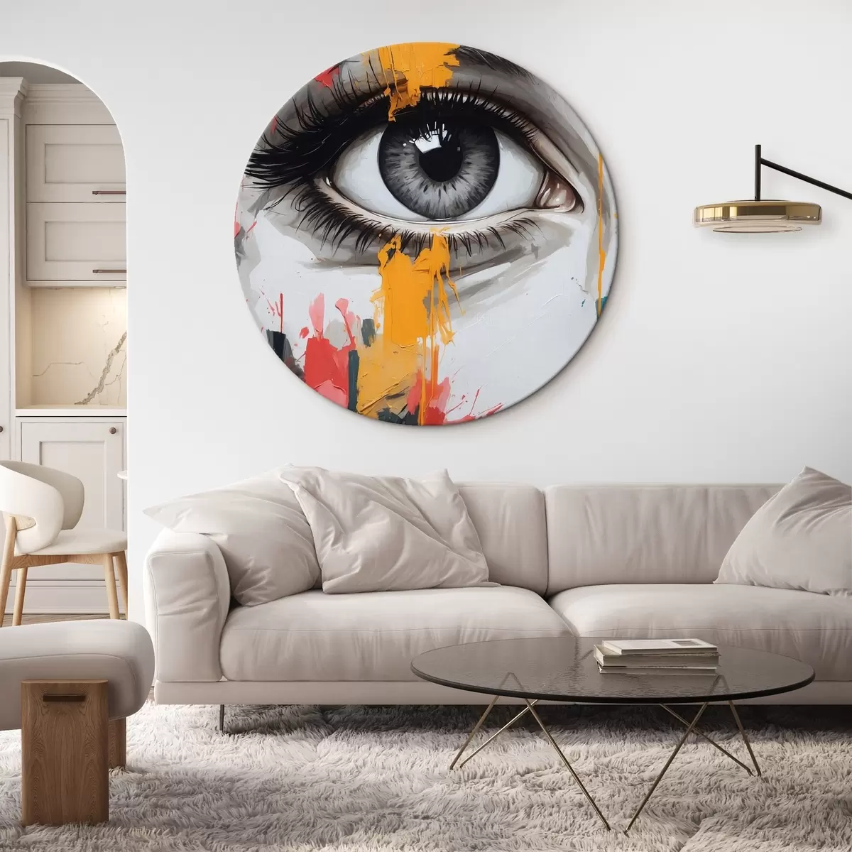 Quadri rotondi Occhio di donna in stile pittura ad olio r41768