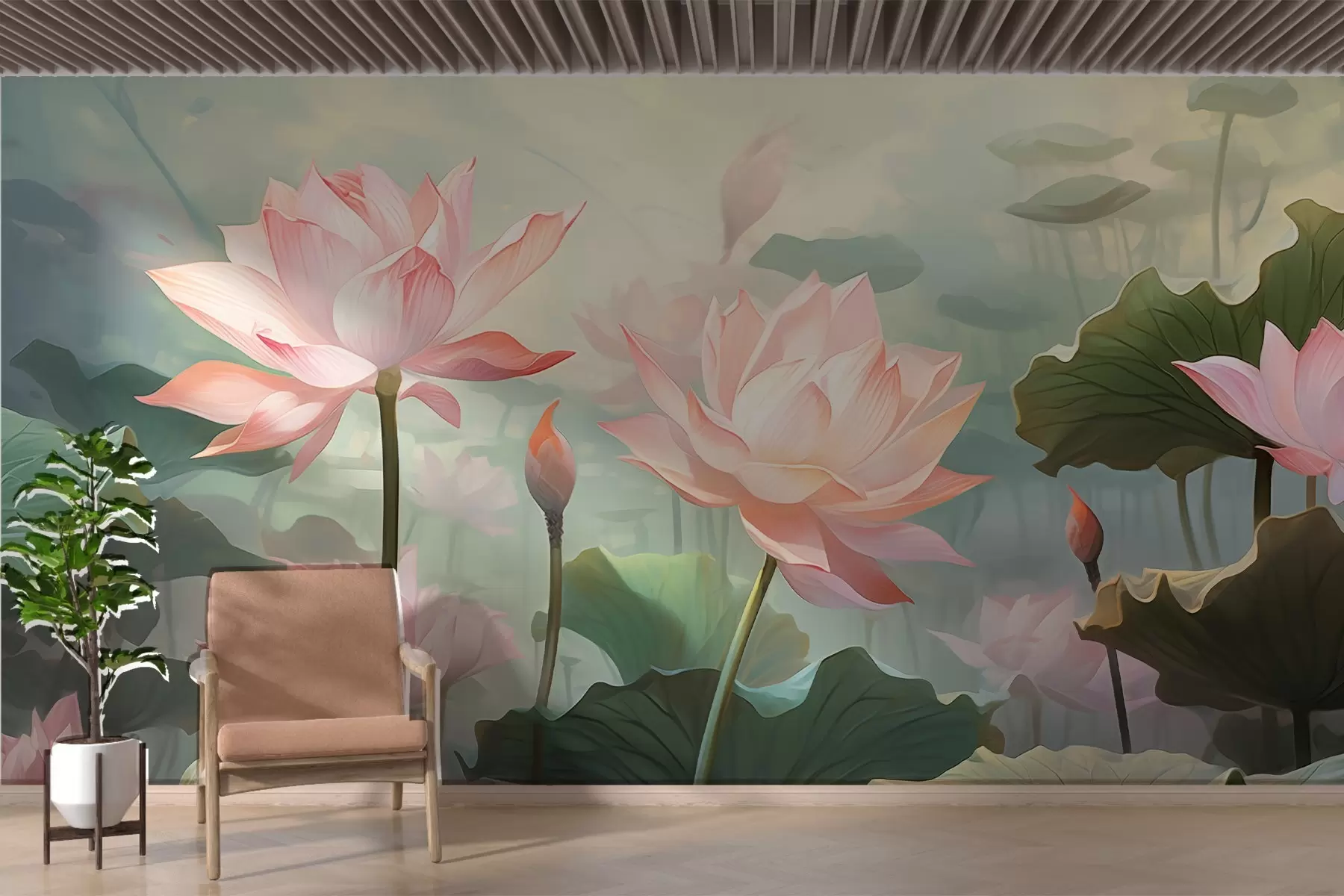 Carta da parati Floreale Grandi mughetti rosa n. w02600