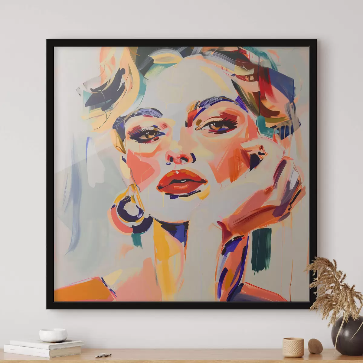 Poster Ritratto di donna con tratti multicolori f42111