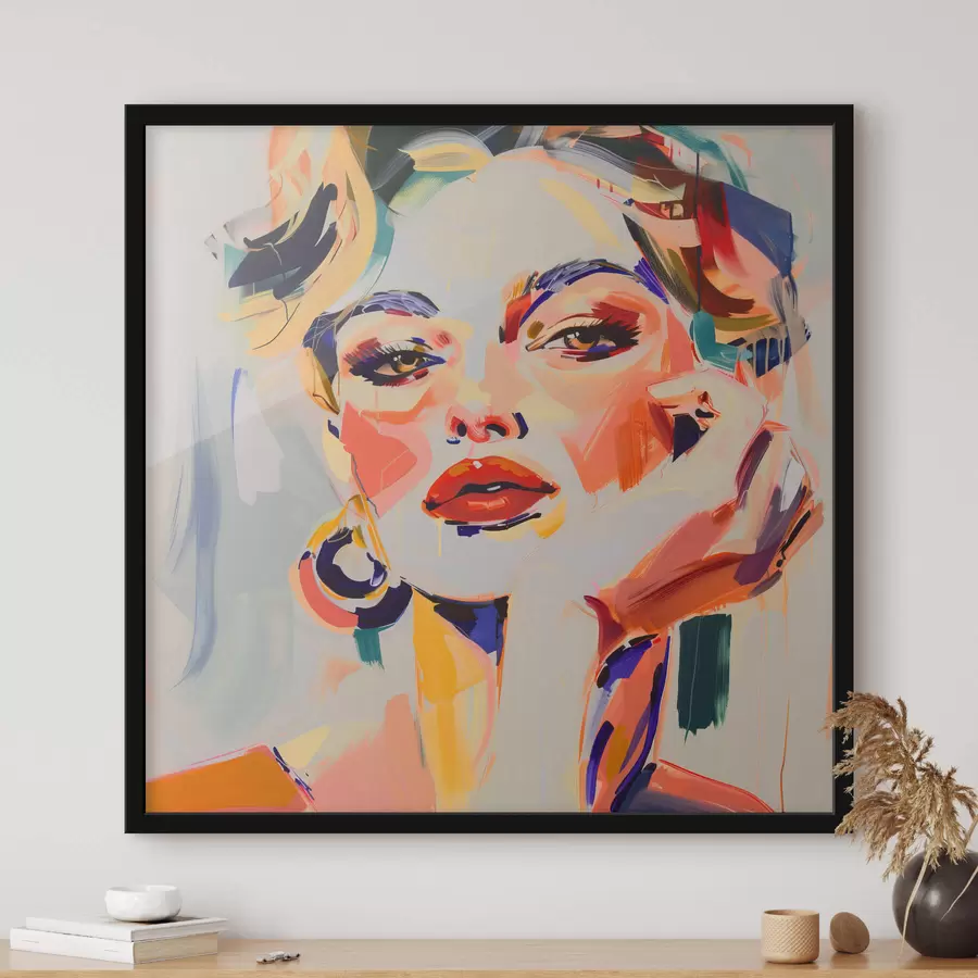 carta da parati Ritratto di donna con tratti multicolori nr. f42111