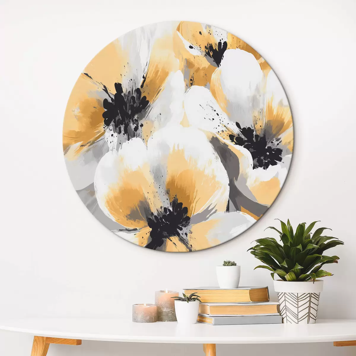 Quadri rotondi Fiori astratti r42109