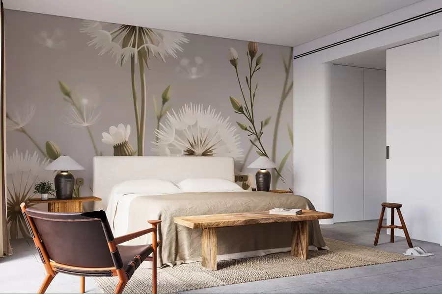 carta da parati Campo in fiore con denti di leone nr. w02619