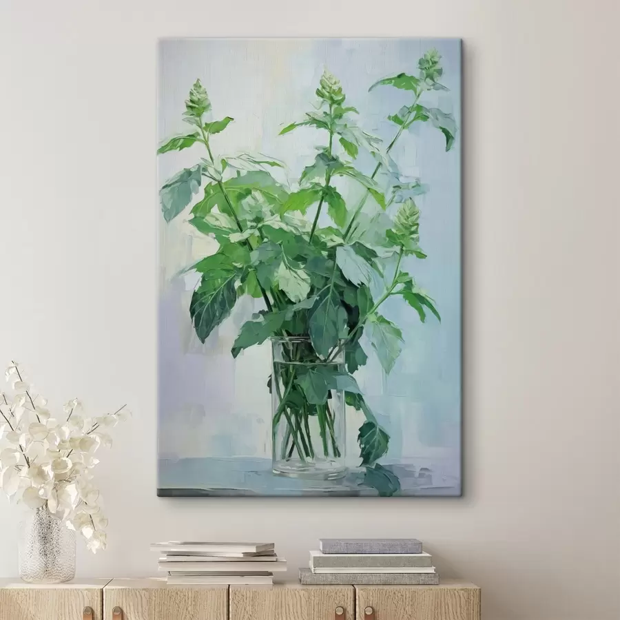 carta da parati Vegetazione in un vaso trasparente ad imitazione della pittura nr. s42148