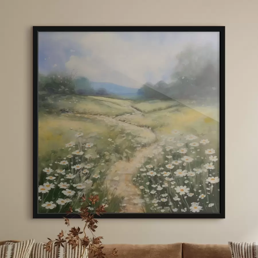 carta da parati Prato con margherite imitazione di un dipinto nr. f42134