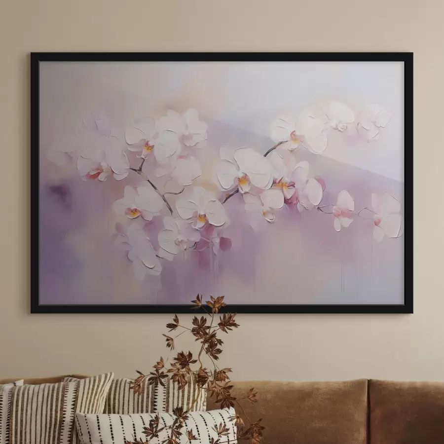 carta da parati Ramo con orchidee bianche imitazione di un dipinto nr. f42141