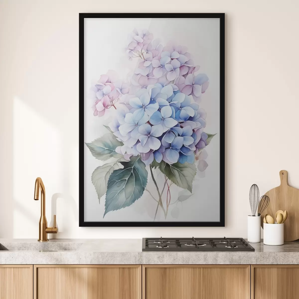 Poster Ramo con fiori di ortensia imitazione acquerello f42143