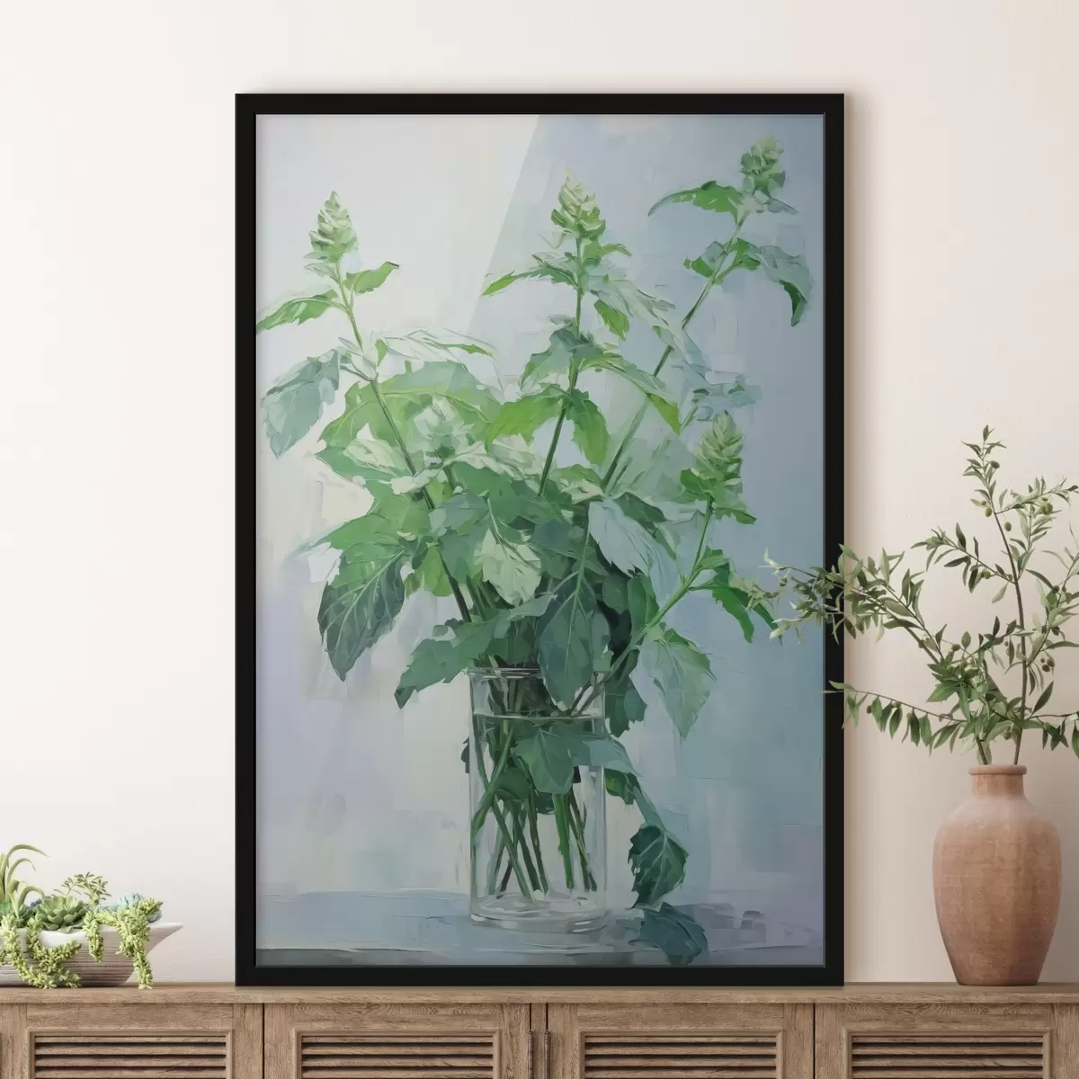 Poster Vegetazione in un vaso trasparente ad imitazione della pittura f42148