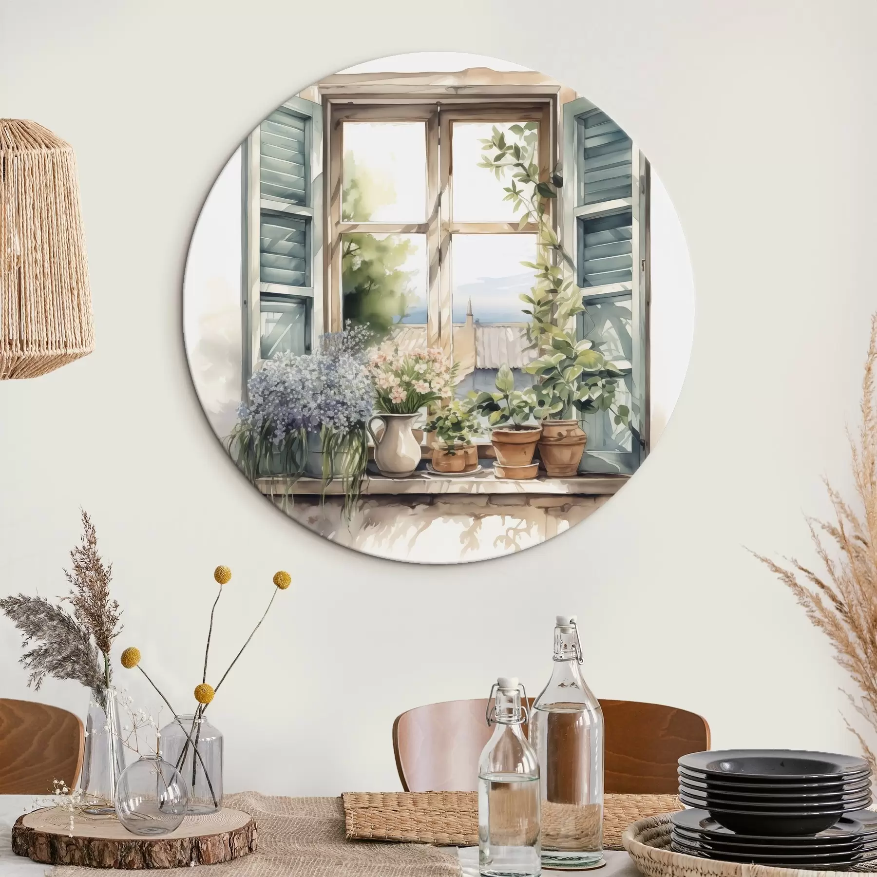 carta da parati Vegetazione sul davanzale della finestra imitazione dell'acquerello nr. r42144