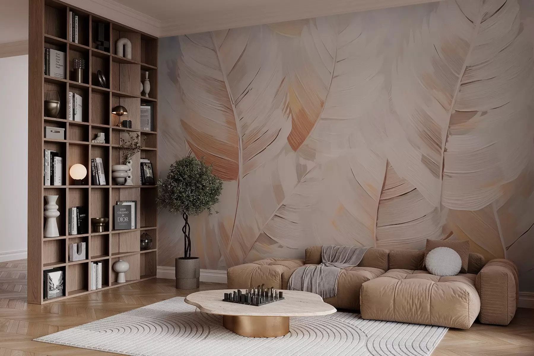 carta da parati Foglie astratte beige nr. w02576